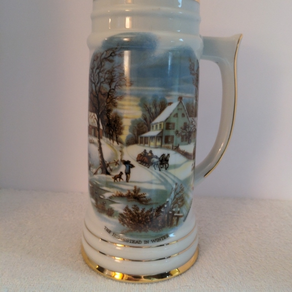 Winter Scene Ceramic Mug with Gold Accents